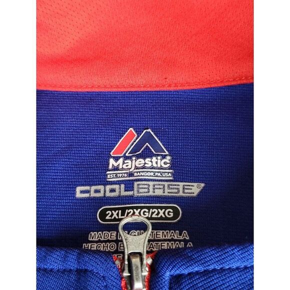 Chicago Cubs Majestic Pullover Shirt Men Sz XXL Coolbase Blue Red Sportswear - Picture 5 of 9